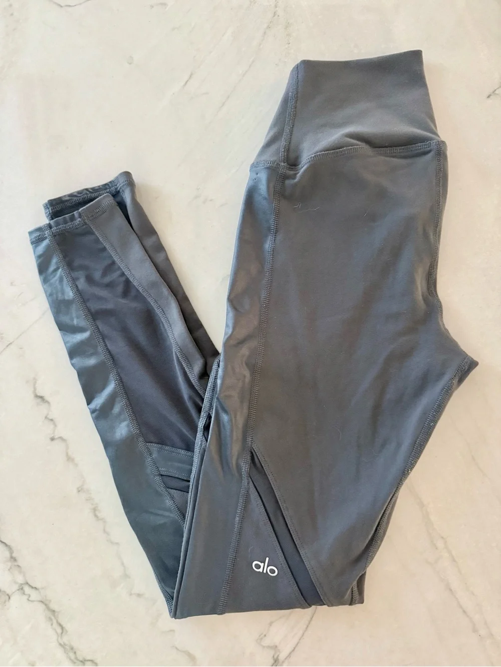 Alo Yoga High Waist Moto Leggings Anthracite Gray Mesh Size S